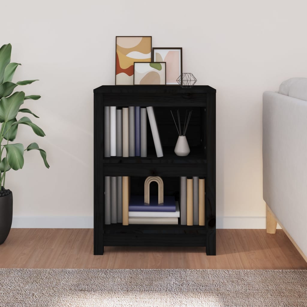 Book Cabinet Black 50x35x68 cm Solid Wood Pine